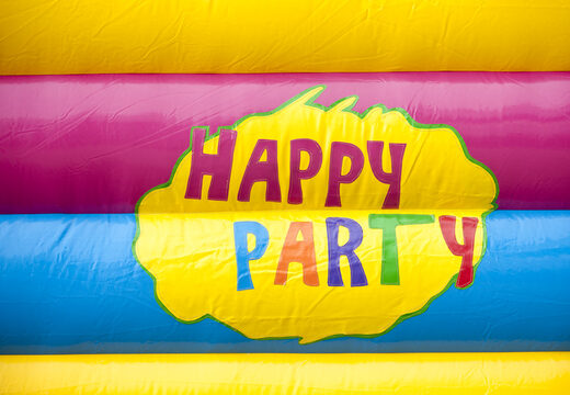 Acquistare un multigioco gonfiabile per bambini con tetto ostacoli e scivolo con il tema festa