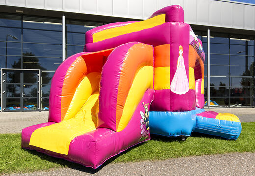 Un gioco gonfiabile con scivolo con il tema principessa per bambini in vendita
