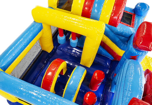  Acquistare un gioco gonfiabile multiattività con scivolo e ostacoli con il tema supereroi