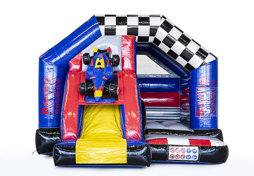 Castello gonfiabile combinato scivolo gonfiabile a tema formula 1 in vendita per bambini. Ordina ora i castelli gonfiabili con scivolo da JB Gonfiabili Italia