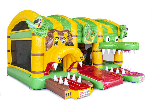 Castello gonfiabile a tema Jungleworld con scivolo e oggetti 3D per bambini. Ordina i castelli gonfiabili online su JB Gonfiabili Italia