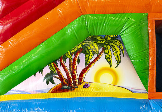  Acquistare un gioco gonfiabile multiattività con scivolo e ostacoli con il tema hawaii