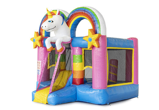 Mini castello gonfiabile a tema unicorno con scivolo disponibile per l'acquisto per i bambini su JB Gonfiabili Italia. Ordina i castelli gonfiabili gonfiabili online su JB Gonfiabili Italia