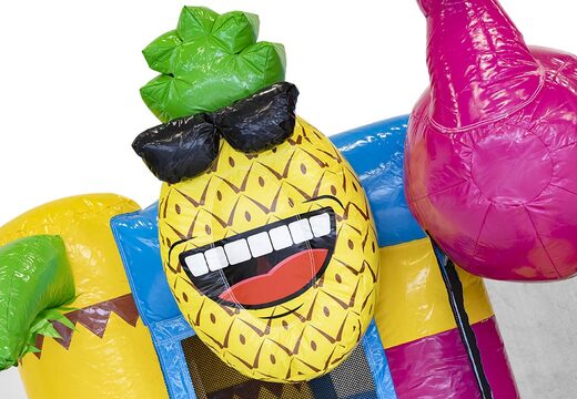 Ordina mini castello gonfiabile multigiocatore a tema fenicottero con scivolo per bambini. Castelli gonfiabili con scivolo in vendita su JB Gonfiabili Italia