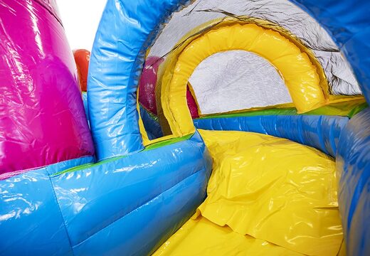 Acquista mini multigiocatore castello gonfiabile a tema unicorno con scivolo per bambini. Ordina i castelli gonfiabili online su JB Gonfiabili Italia