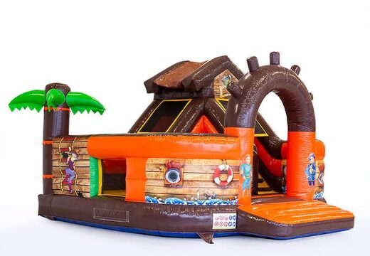 Acquista il castello gonfiabile multigiocatore gonfiabile aperto con scivolo a tema pirata per bambini Ordina i castelli gonfiabili online su JB Gonfiabili Italia