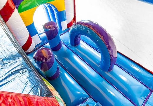 Castello gonfiabile multigiocatore di caramelle da interni grande con scivolo in tema Lego per bambini. Acquista castelli gonfiabili online su JB Gonfiabili Italia