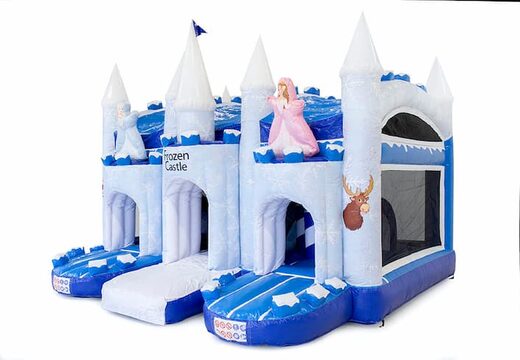 Acquista grande castello gonfiabile multigiocatore gonfiabile coperto blu e bianco con scivolo a tema ghiaccio ghiaccio ghiacciato per bambini. Ordina i castelli gonfiabili online su JB Gonfiabili Italia