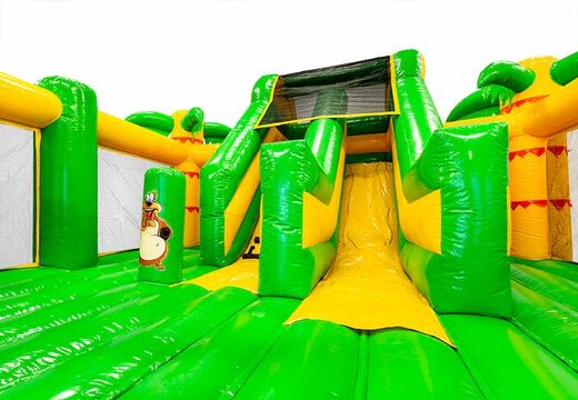Ordina una castello gonfiabile a tema giungla slidebox con uno scivolo per bambini. Acquista castelli gonfiabili online su JB Gonfiabili Italia