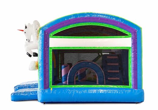 Acquista un castello gonfiabile unicorno dal design unico con due ingressi, uno scivolo al centro e oggetti 3D per bambini. Ordina i castelli gonfiabili online su JB Gonfiabili Italia