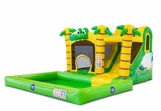 Acquistare un gioco gonfiabile per bambini con scivolo e piscina con il tema coccodrillo