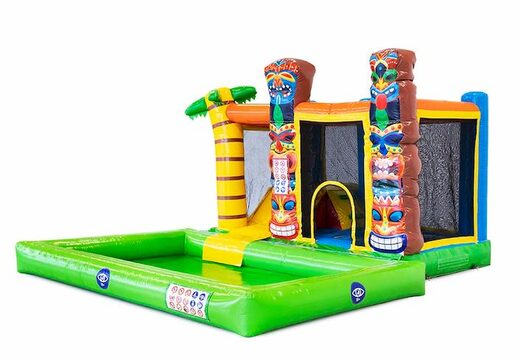 Acquistare un gioco gonfiabile per bambini con scivolo e piscina con il tema hawai