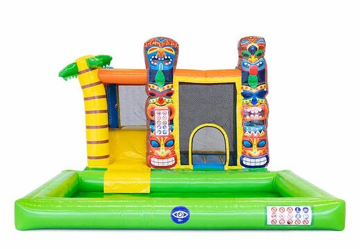 Acquistare un gioco gonfiabile per bambini con scivolo e piscina con il tema hawai