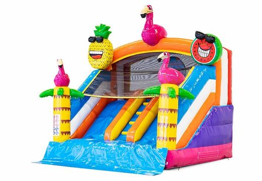 Acquistare un gioco gonfiabile per bambini con scivolo e piscina con il tema fenicottero