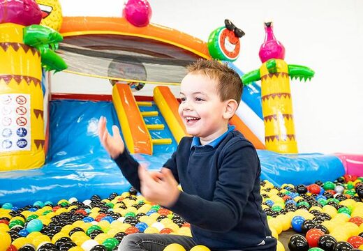 Acquistare un gioco gonfiabile per bambini con scivolo e piscina con il tema fenicottero