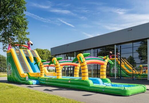 Acquista il castello gonfiabile Drop & Slide Jungle con doppio scivolo per bambini. Ordina i castelli gonfiabili online su JB Gonfiabili Italia
