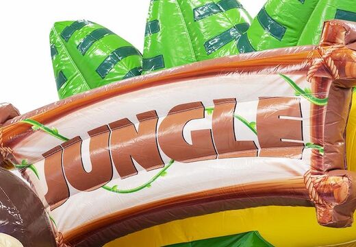 Sdraietta gonfiabile a tema giungla con scivolo con grande scimmia gorilla per bambini