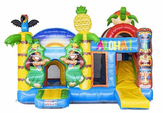 Sdraietta gonfiabile a tema tropicale con scivolo in vendita per bambini