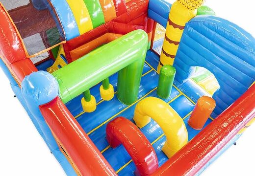 Acquista cuscino d'aria gonfiabile a tema tropicale con scivoli e oggetti nel cuscino per bambini