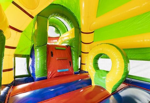 Ordina il grande cuscino gonfiabile ad aria con scivolo a tema coccodrillo per bambini