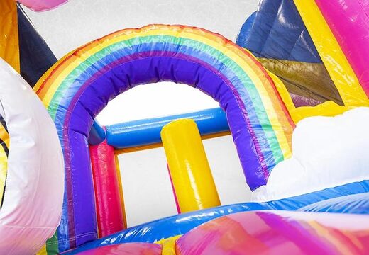 Cuscino gonfiabile a tema unicorno per bambini con scivolo e acquista oggetti al suo interno