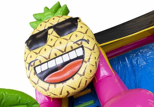 Acquista un castello gonfiabile con scivolo compatto per bambini in tema hawaii