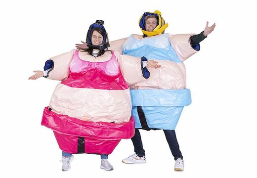 Acquista 2 tute da sumo big mama in rosa e blu per il wrestling