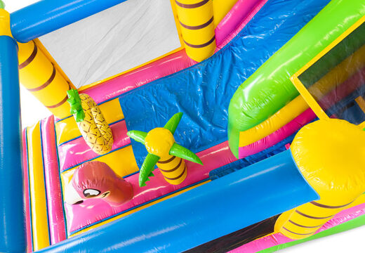 Ordina un castello gonfiabile gonfiabile con grande scivolo a tema hawaii per bambini