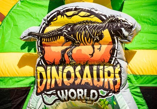 Ordina il cuscino d'aria gonfiabile multigiocatore con scivolo a tema dinosauro giallo verde