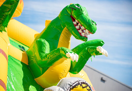 Acquista il tema del super dinosauro multigiocatore del cuscino d'aria con sezione di salto e scivolo per bambini