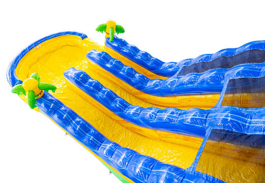 Ordina l'acquascivolo gonfiabile Waterslide D22 Hawaii a tema tropicale con palme