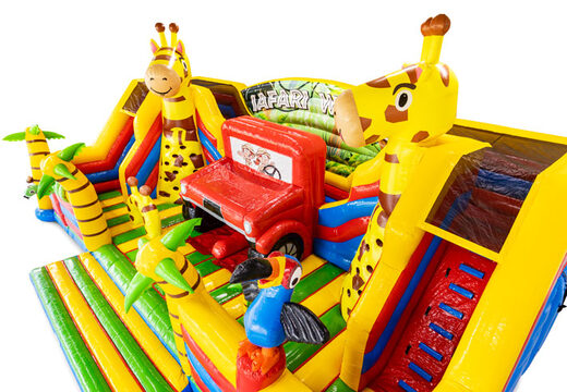 Giraffa palma pappagallo castello gonfiabile a tema safari