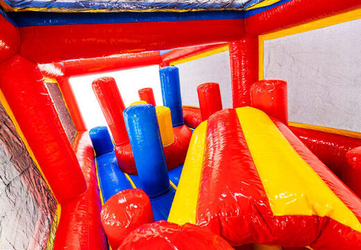 Buco per strisciare e pilastri nel modulo per espansione del percorso ad ostacoli a tema rollercoaster