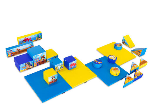 Set Softplay grande a tema Pirati nella giungla con blocchi colorati per giocare