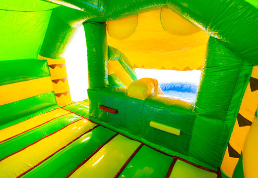 Binnenkant van springkussen Dubbelslide Slide Combo geel groenAll'interno del castello gonfiabile Double Slide Combo, giallo e verde