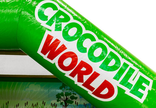 Castello gonfiabile a tema coccodrillo con illustrazione scritta - Ordina online