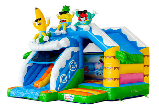 Castello gonfiabile Slide Combo Dubbelslide con due scivoli nel tema Summer Party