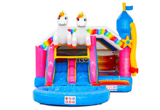 Castello gonfiabile Combo Double Slide con tema unicornio