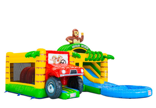 Lato di Multiplay Dubbelslide con piscina nel tema Safari gorilla