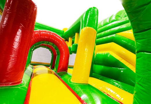 Interno del castello gonfiabile Dubbelslide Multiplay verde, giallo, rosso