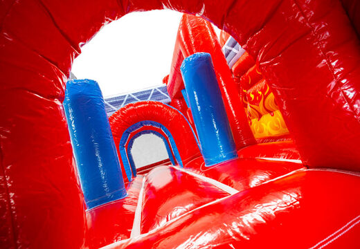 Interno del castello gonfiabile Dubbelslide Multiplay blu rosso giallo