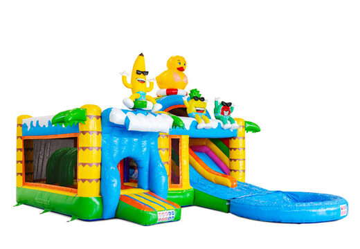 Lato di Multiplay Dubbelslide con piscina nel tema della festa estiva