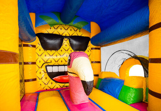 Interno del castello gonfiabile con fenicottero e ananas in vendita