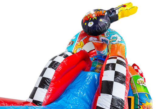 Castello gonfiabile A-frame Super Comic in stile fumetto in vendita da JB Inflatables